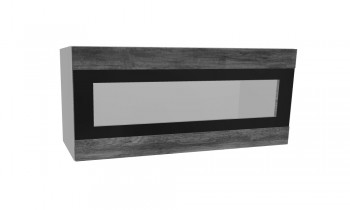 Лофт ПГСФ 800 шкаф верхний горизонтальный со стеклом и фотопечатью (Дуб бурый/корпус Серый) в Козульке - kozulka.mebel54.com | фото