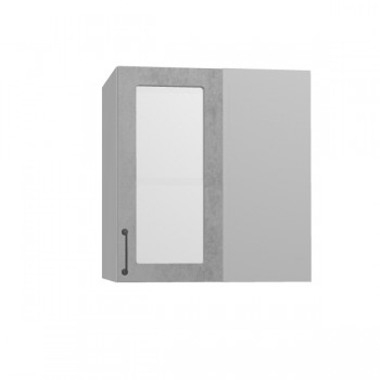 Лофт ПУС 650 шкаф верхний угловой со стеклом (Бетон светлый/корпус Серый) в Козульке - kozulka.mebel54.com | фото