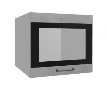 Лофт ВПГСФ 500 шкаф верхний горизонтальный со стеклом высокий с фотопечатью (Бетон светлый/корпус Серый) в Козульке - kozulka.mebel54.com | фото