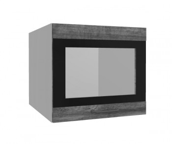 Лофт ВПГСФ 500 шкаф верхний горизонтальный со стеклом высокий с фотопечатью (Дуб бурый/корпус Серый) в Козульке - kozulka.mebel54.com | фото