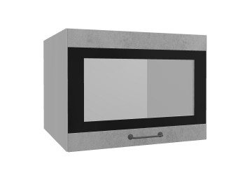Лофт ВПГСФ 600 шкаф верхний горизонтальный со стеклом высокий с фотопечатью (Бетон светлый/корпус Серый) в Козульке - kozulka.mebel54.com | фото