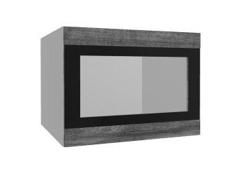 Лофт ВПГСФ 600 шкаф верхний горизонтальный со стеклом высокий с фотопечатью (Дуб бурый/корпус Серый) в Козульке - kozulka.mebel54.com | фото