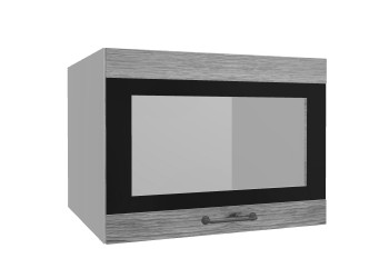 Лофт ВПГСФ 600 шкаф верхний горизонтальный со стеклом высокий с фотопечатью (Дуб майский/корпус Серый) в Козульке - kozulka.mebel54.com | фото