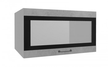 Лофт ВПГСФ 800 шкаф верхний горизонтальный со стеклом высокий с фотопечатью (Бетон светлый/корпус Серый) в Козульке - kozulka.mebel54.com | фото