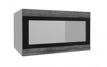 Лофт ВПГСФ 800 шкаф верхний горизонтальный со стеклом высокий с фотопечатью (Дуб бурый/корпус Серый) в Козульке - kozulka.mebel54.com | фото