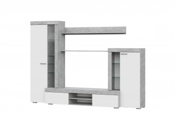 Мебель для гостиной МГС 5 Цемент светлый / Белый в Козульке - kozulka.mebel54.com | фото
