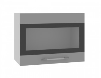 Норд ШВГС 600 Шкаф верхний горизонтальный со стеклом (Софт черный/корпус Белый) в Козульке - kozulka.mebel54.com | фото