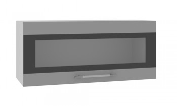 Норд ШВГС 800 Шкаф верхний горизонтальный со стеклом (Софт черный/корпус Белый) в Козульке - kozulka.mebel54.com | фото