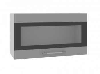 Ройс ВПГСФ 800 Шкаф верхний горизонтальный со стеклом с фотопечатью высокий (Графит софт/корпус Серый) в Козульке - kozulka.mebel54.com | фото