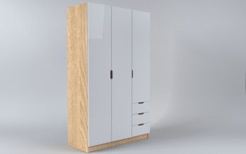 Шкаф 3-х створчатый с ящиками Лофт (Белый/корпус Дуб Сонома) в Козульке - kozulka.mebel54.com | фото