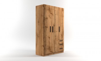Шкаф 3-х створчатый с ящиками Шервуд (Дуб Вотан) в Козульке - kozulka.mebel54.com | фото
