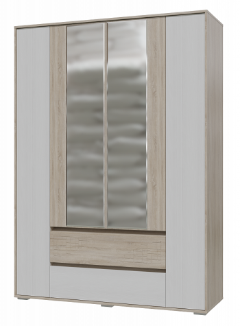 Шкаф 4-х дверный с ящиками Мальта 1600 Дуб сонома/Рамух белый в Козульке - kozulka.mebel54.com | фото