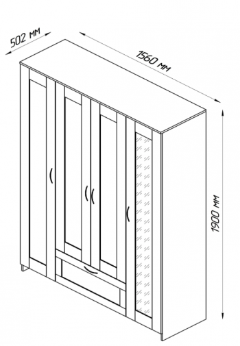 Шкаф четырехдверный Сириус с 1 зеркалом и 1 ящиком белый в Козульке - kozulka.mebel54.com | фото