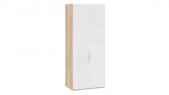 Шкаф для одежды с 2 глухими дверями «Эмбер» Яблоня Беллуно/Белый глянец в Козульке - kozulka.mebel54.com | фото