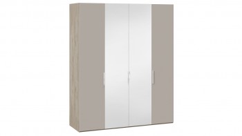 Шкаф комбинированный с 2 глухими и 2 зеркальными дверями «Эмбер» Баттл Рок/Серый глянец в Козульке - kozulka.mebel54.com | фото