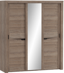 Шкаф трехдверный Соренто с раздвижными дверями Дуб стирлинг/Кофе структурный матовый в Козульке - kozulka.mebel54.com | фото