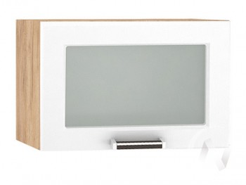 Шкаф верхний со стеклом Прага ШВГС 500 (Белое дерево/корпус дуб крафт золотой) в Козульке - kozulka.mebel54.com | фото