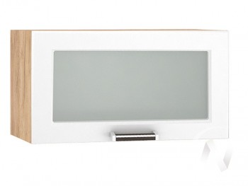 Шкаф верхний со стеклом Прага ШВГС 600 (Белое дерево/корпус дуб крафт золотой) в Козульке - kozulka.mebel54.com | фото