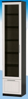 Шкаф высокий с ящиком и стеклодверью ДЛЯ ГОСТИНОЙ ШВЯС-450 Венге/Дуб выбеленный в Козульке - kozulka.mebel54.com | фото