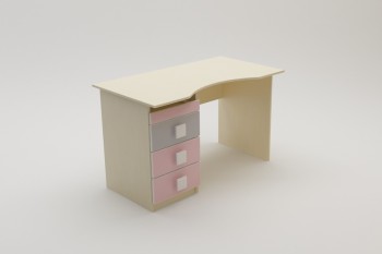 Стол (столешница с выемкой) Грэйси (Розовый/Серый/корпус Клен) в Козульке - kozulka.mebel54.com | фото