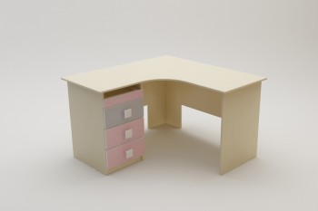 Стол угловой Грэйси (Розовый/Серый/корпус Клен) в Козульке - kozulka.mebel54.com | фото