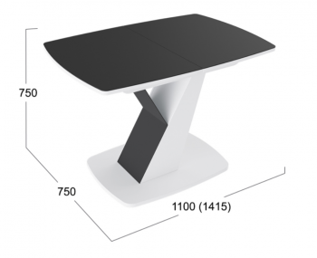 Стол обеденный «Гарда» Тип 1 (Белый/Стекло матовое черный графит) в Козульке - kozulka.mebel54.com | фото