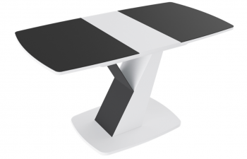 Стол обеденный «Гарда» Тип 1 (Белый/Стекло матовое черный графит) в Козульке - kozulka.mebel54.com | фото